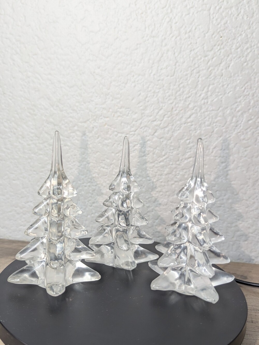 Vintage Mid-Century Clear Art Glass Christmas Trees - Set of 3